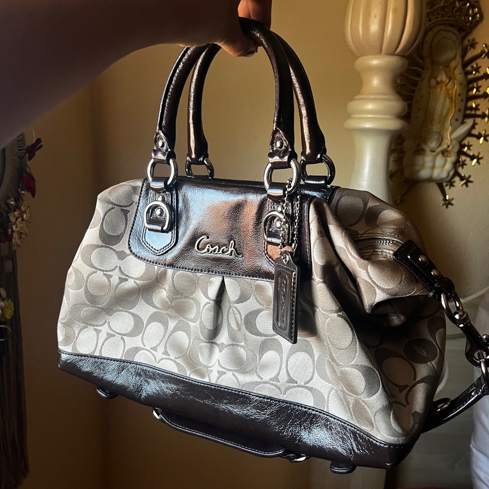 Coach Metallic Brown and Cream Satchel